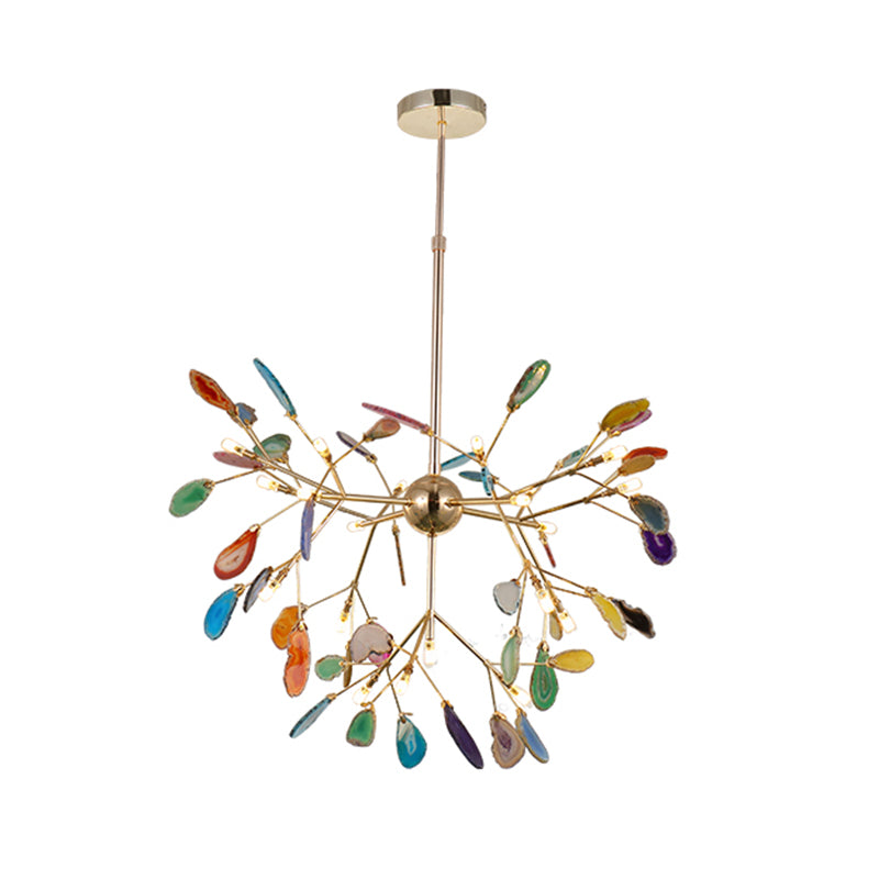 Metal Branch Hanging Light Kit Minimalistic Multi-Color Chandelier Light Fixture