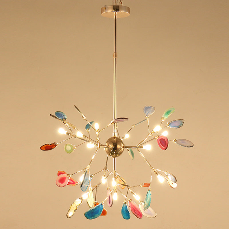 Metal Branch Hanging Light Kit Minimalistic Multi-Color Chandelier Light Fixture