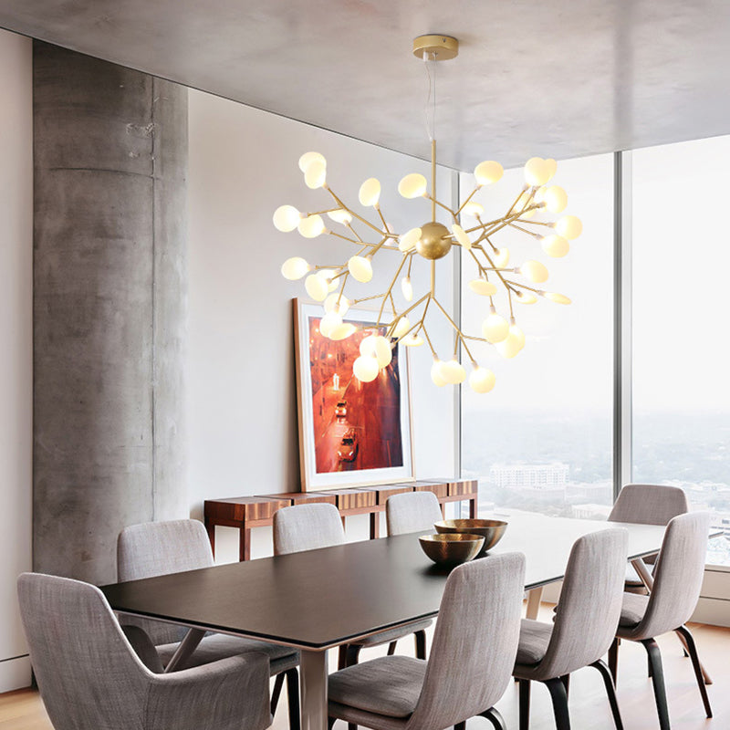 Gold Fireflies Chandelier Light Fixture Simplistic Acrylic Pendant Chandelier for Bedroom