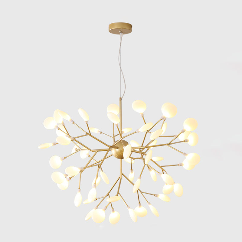 Gold Fireflies Chandelier Light Fixture Simplistic Acrylic Pendant Chandelier for Bedroom