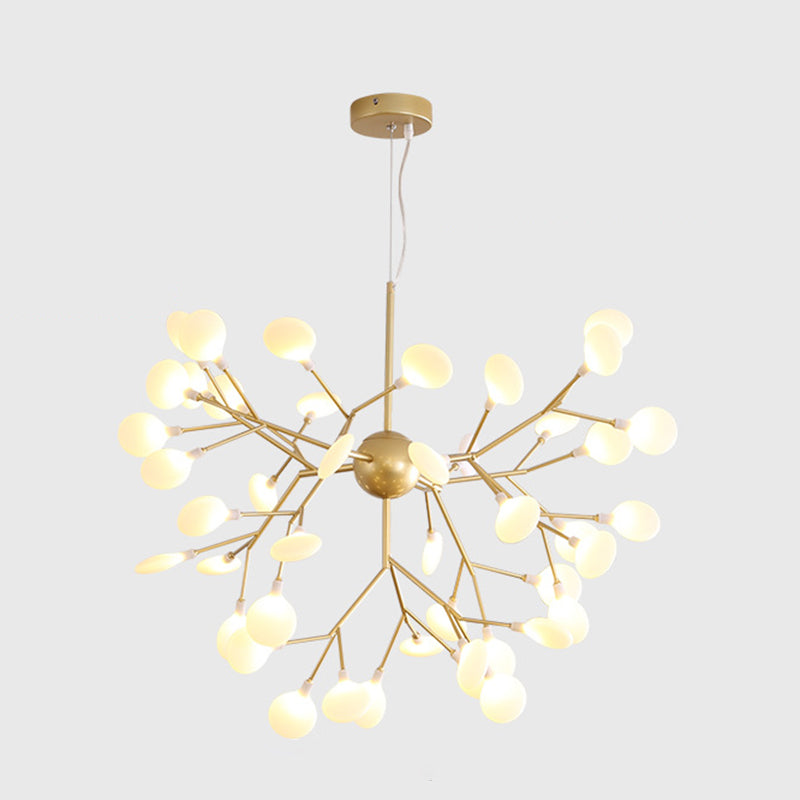 Gold Fireflies Chandelier Light Fixture Simplistic Acrylic Pendant Chandelier for Bedroom