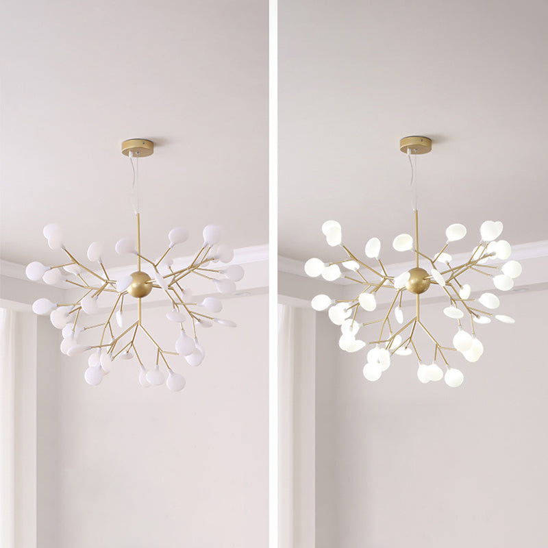 Gold Fireflies Chandelier Light Fixture Simplistic Acrylic Pendant Chandelier for Bedroom