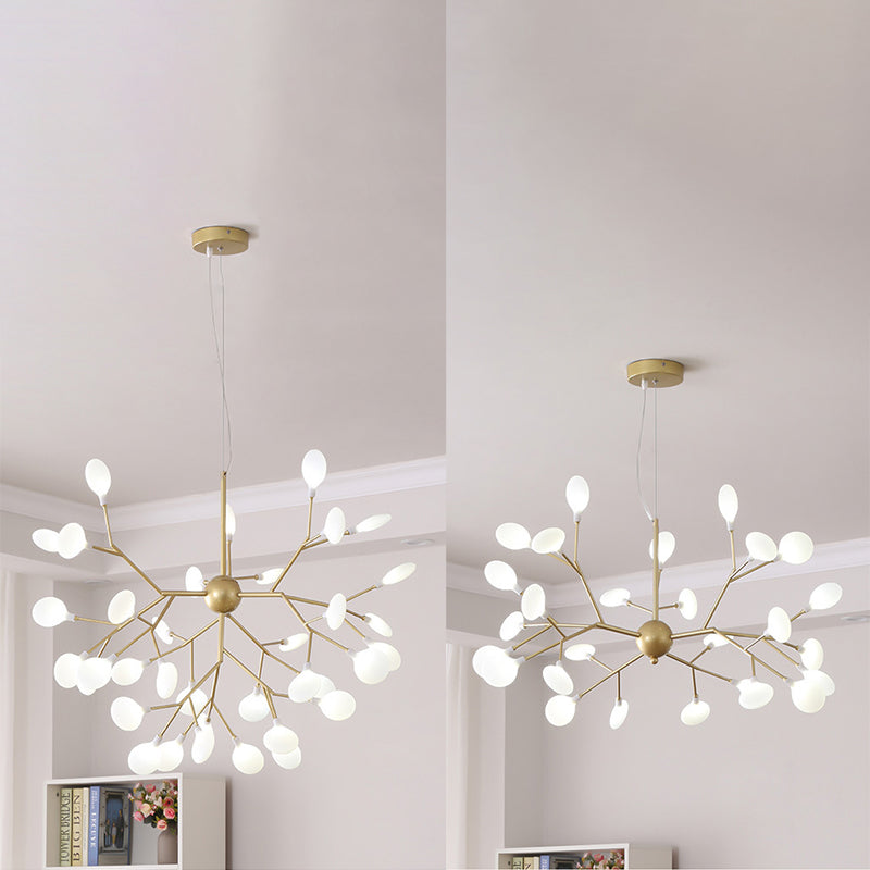 Gold Fireflies Chandelier Light Fixture Simplistic Acrylic Pendant Chandelier for Bedroom