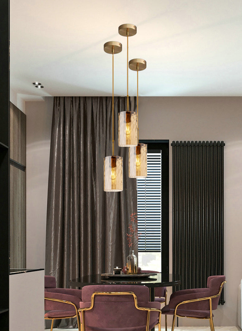 Flipped Glaszylindrische Tropfenlampe Minimalist 1 Glühmessing -Pendelleuchte