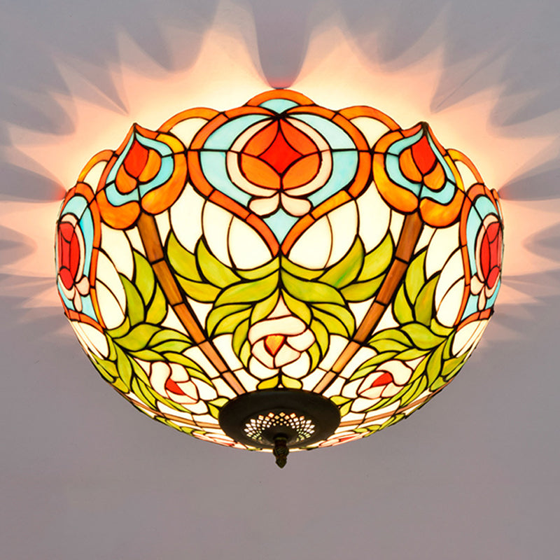 Plafonnier en verre taillé en forme de bol, style victorien, 2/3/5 têtes, blanc et vert, luminaire encastré, 12"/16"/19,5" de large