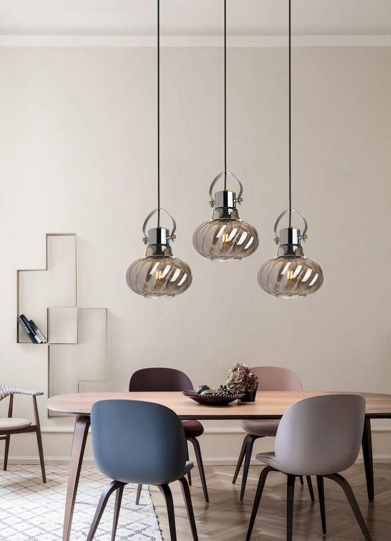 Glass Kettle Shaped Pendant Light Fixture Modern Ceiling Suspension Light for Dinner