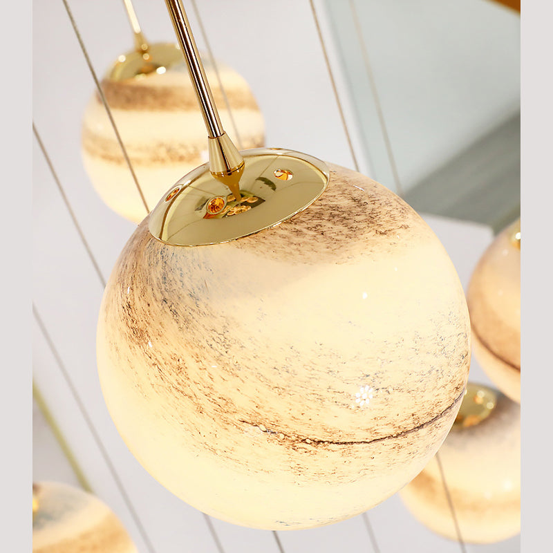 Noordse stijl planeet meerdere lichte hanger vlek glas 12-head trap hangend licht
