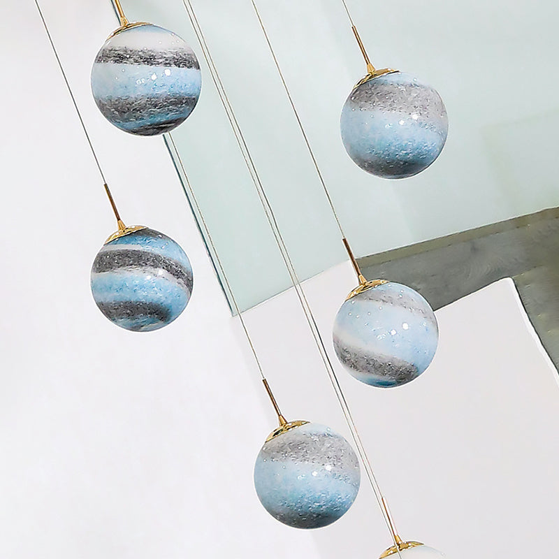 Noordse stijl planeet meerdere lichte hanger vlek glas 12-head trap hangend licht