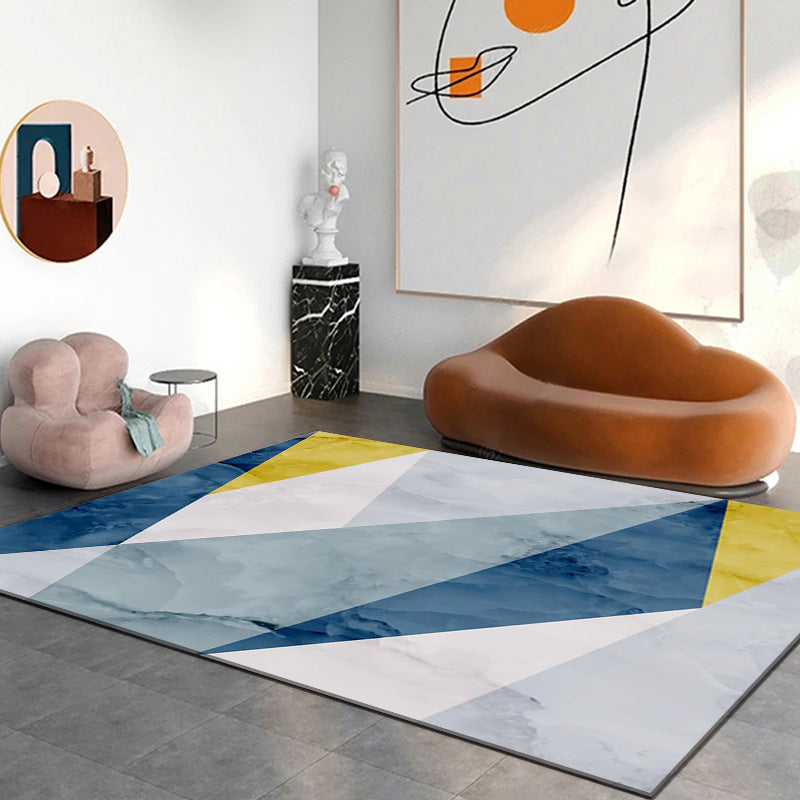 Trendy Marble Print Rug Modern Abstract Indoor Carpet Polyester Washable Carpet for Living Room
