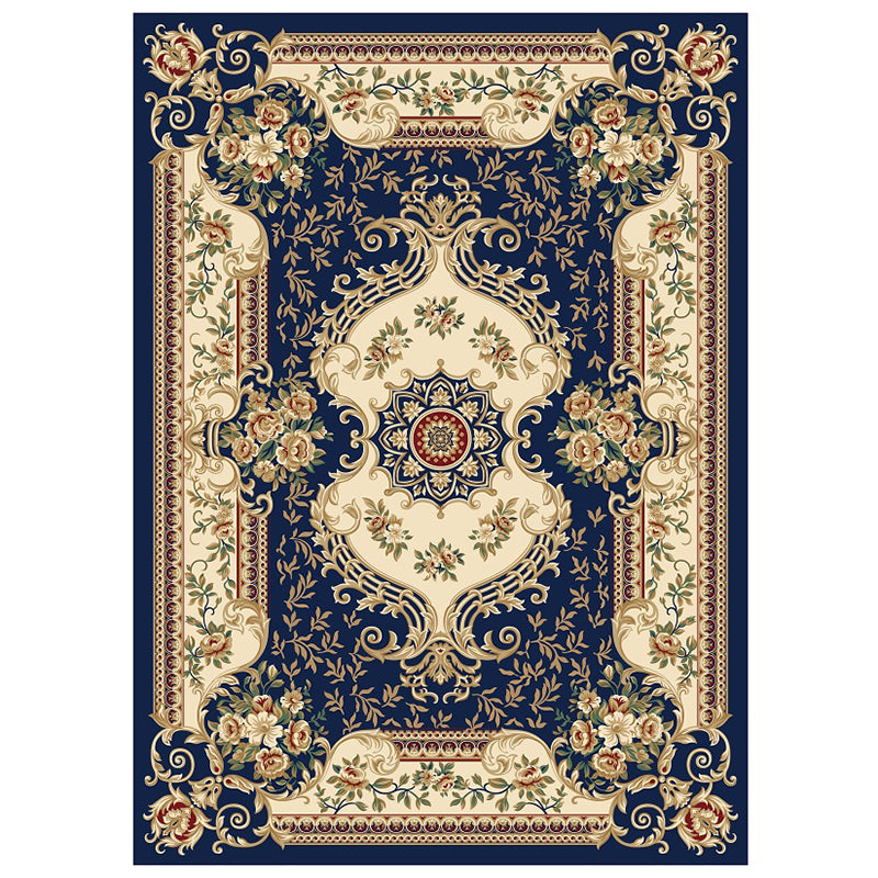 Mehrfarbiger traditioneller Indoor-Teppich Polyester Europäischer Blumendruck Teppich nicht rutschfestem Innenteppich für Wohnzimmer