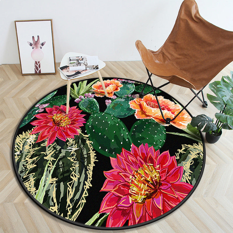 Mehrfarbiger moderner runder Teppich Luxus Tier- und Blumenmuster Teppich polyesterfreundlicher waschbarer Teppich für Wohnkultur