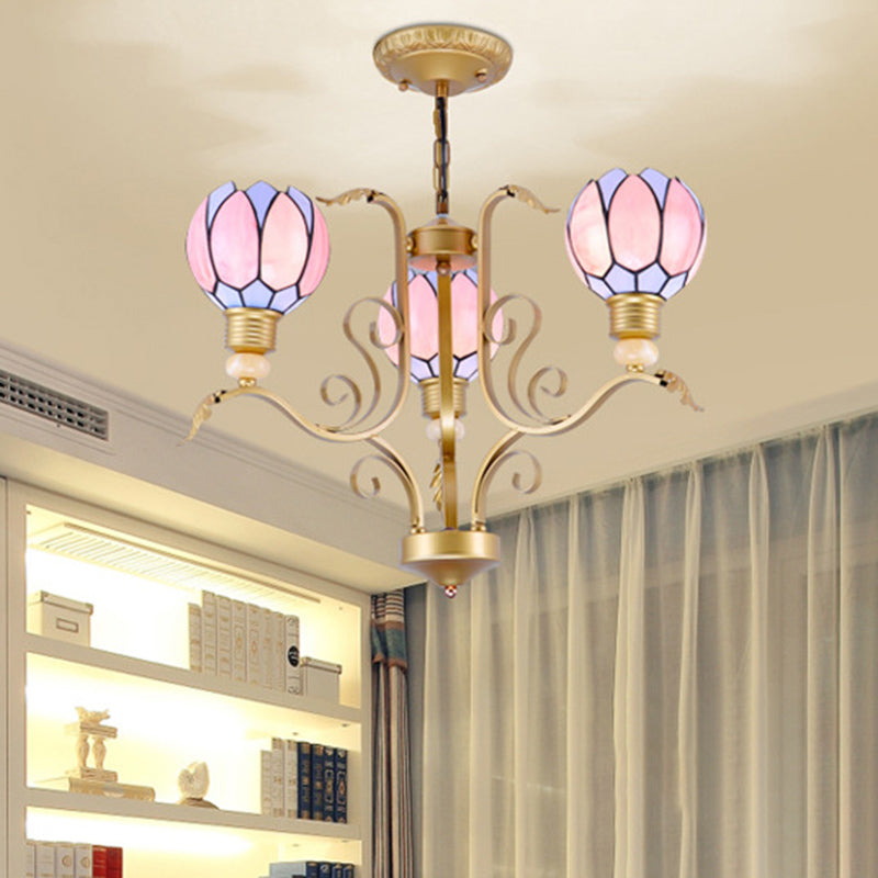 Blossom lampadario leggero in vetro rosa Tiffany 3/5/6 luci kit lampada sospesa per soggiorno