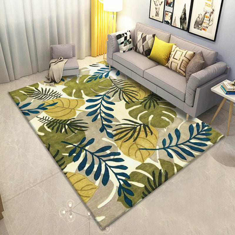 Gorgeous Plant Pattern Rug Modern Individuality Carpet Polyester Washable Carpet for Home Decoration