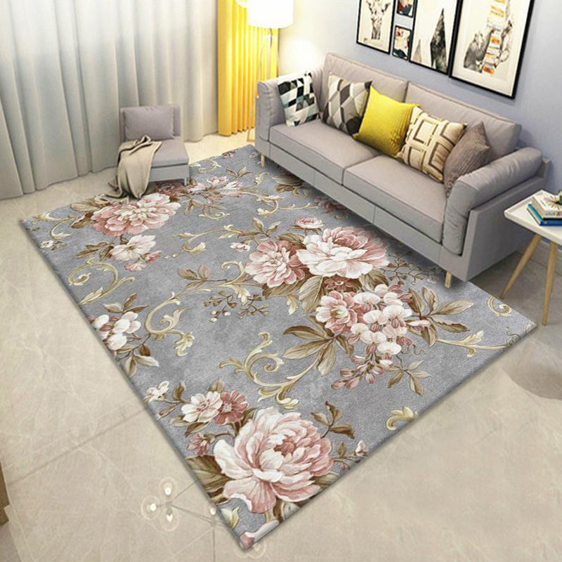 Gorgeous Plant Pattern Rug Modern Individuality Carpet Polyester Washable Carpet for Home Decoration