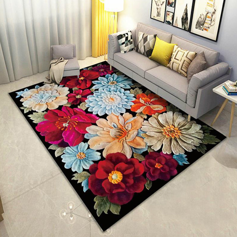 Gorgeous Plant Pattern Rug Modern Individuality Carpet Polyester Washable Carpet for Home Decoration