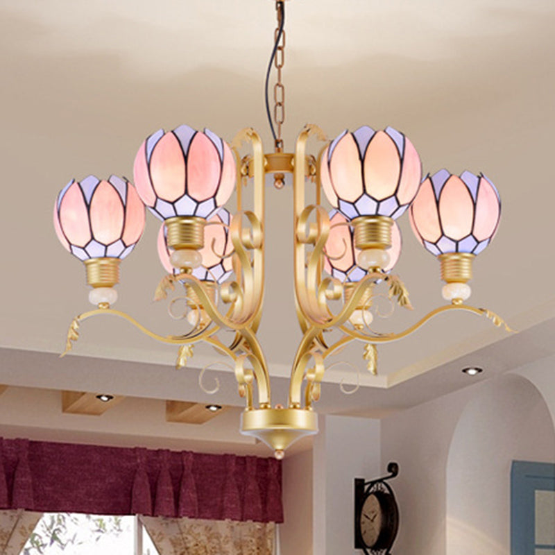 Blossom lampadario leggero in vetro rosa Tiffany 3/5/6 luci kit lampada sospesa per soggiorno