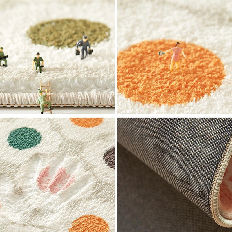 Fresh Floral Printed Rug Comfort Simple Round Carpet Polyester Non-Slip Backing Rug for Bedroom