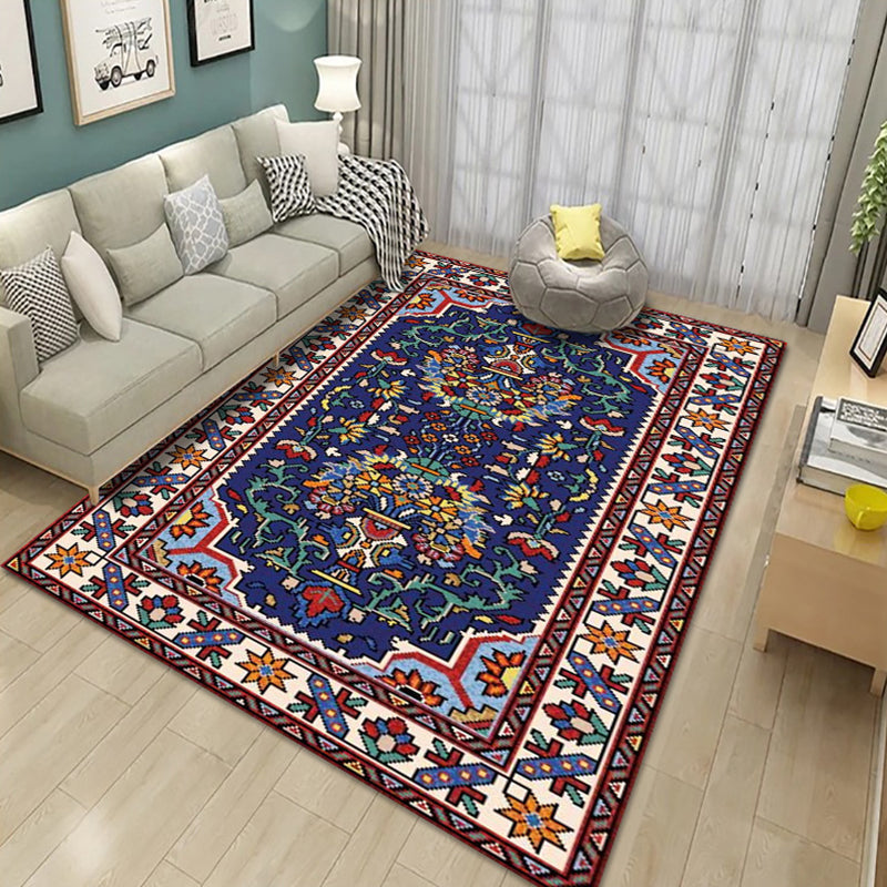 Mehrfarbiger traditioneller Indoor-Teppich Polyester Blumenmuster Teppich nicht rutschfestem Innenteppich für Wohnzimmer