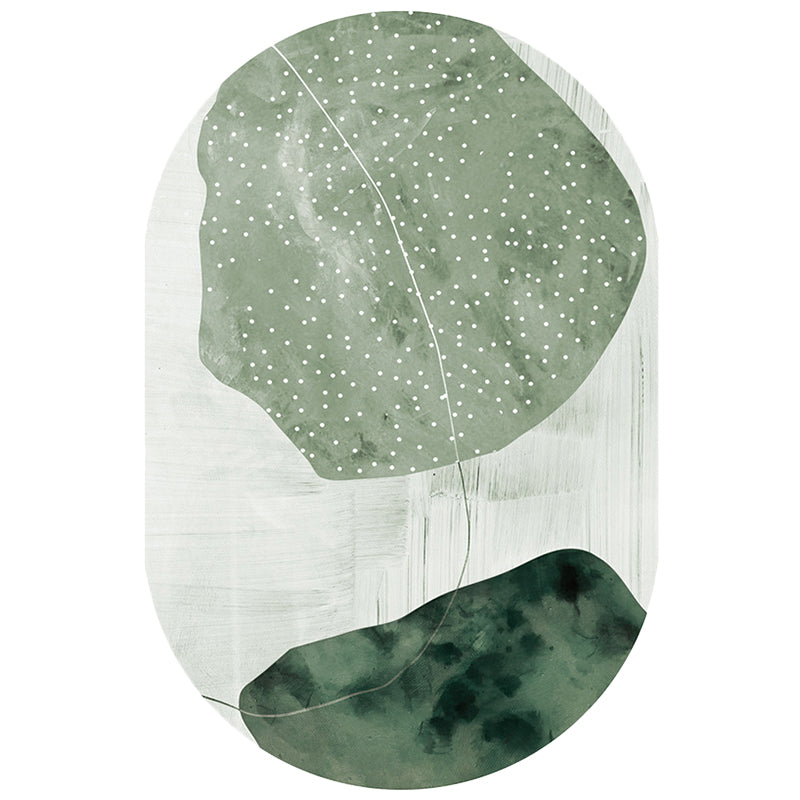 Fresh Watercolor Indoor Rug Modern Creative Oval Carpet Polyester Stain Resistant Rug for Bedroom