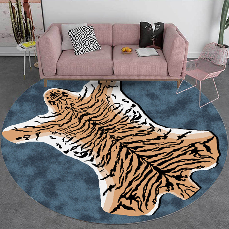 Creative Animal Print Rug Multi-Color Round Carpet Polyester Stain Resistant Area Carpet for Living Room