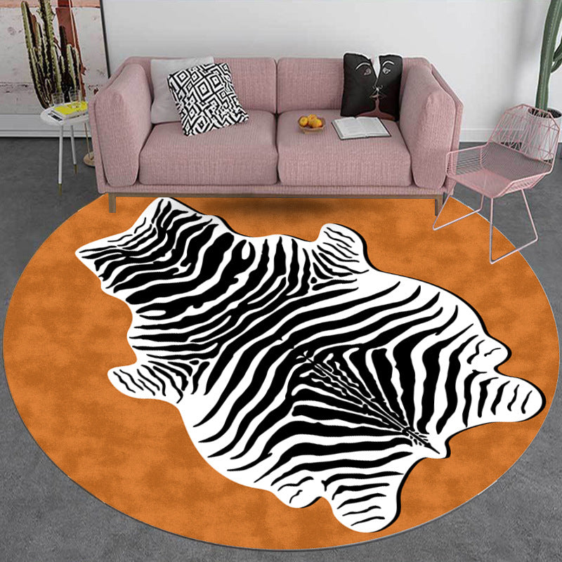 Creative Animal Print Rug Multi-Color Round Carpet Polyester Stain Resistant Area Carpet for Living Room