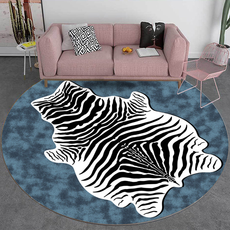 Creative Animal Print Rug Multi-Color Round Carpet Polyester Stain Resistant Area Carpet for Living Room