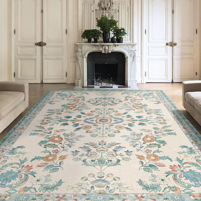 Einfache helle Farbe Absagter Teppich Polyester Ethnisches Blumenmuster Fläche Teppich nicht rutschfest