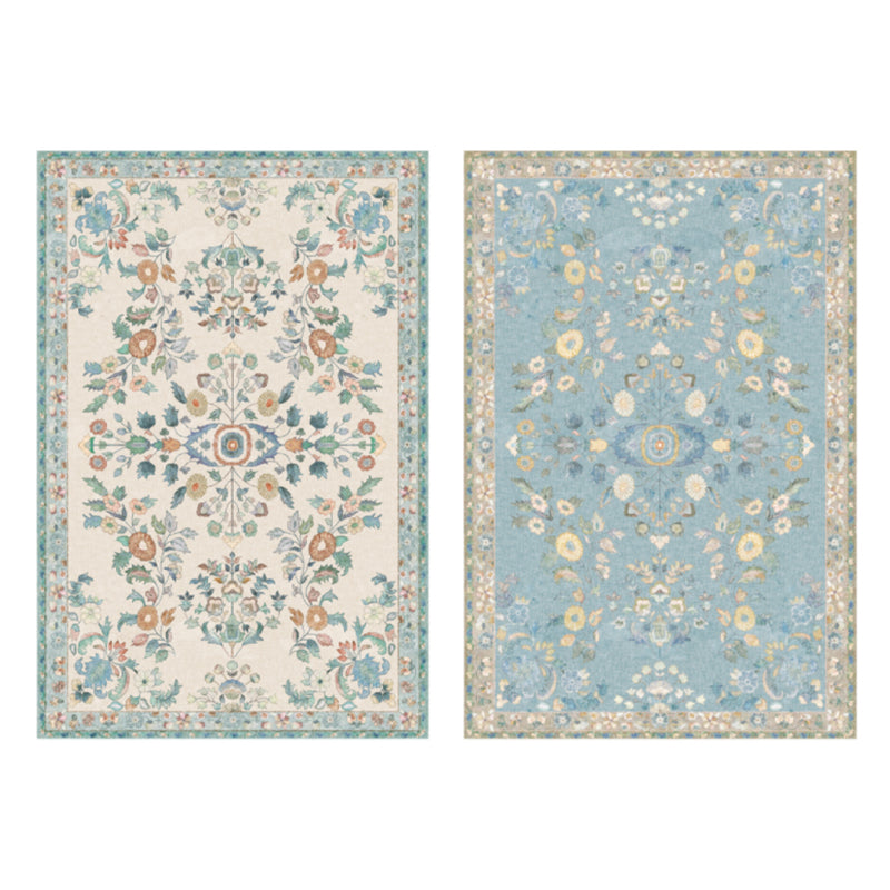 Einfache helle Farbe Absagter Teppich Polyester Ethnisches Blumenmuster Fläche Teppich nicht rutschfest