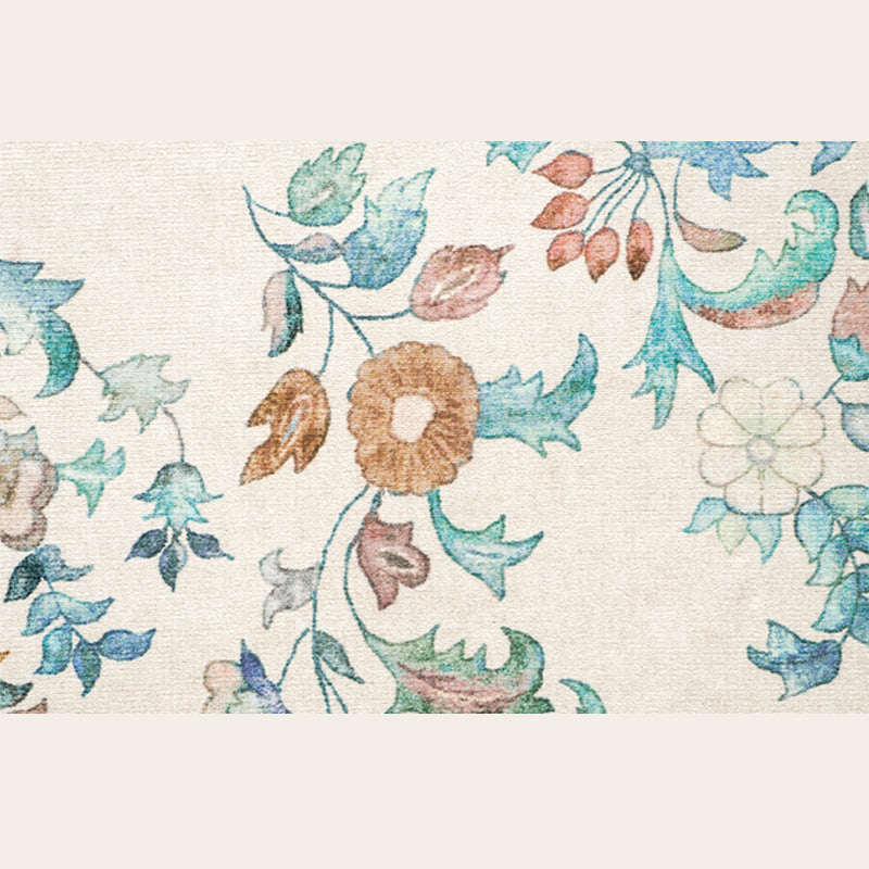 Einfache helle Farbe Absagter Teppich Polyester Ethnisches Blumenmuster Fläche Teppich nicht rutschfest