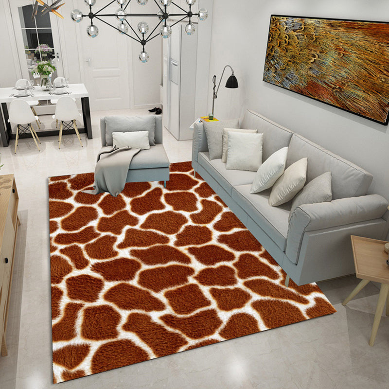 Bold Animal Print Rug Contemporary Stylish Area Carpet Polyester Friendly Washable Carpet for Living Room