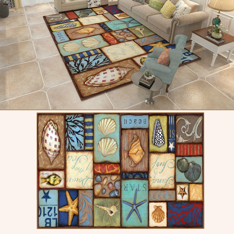 Multicolor Classic Area Carpet Polyester Moroccan Tile Indoor Rug Anti-Slip Backing Carpet for Living Room