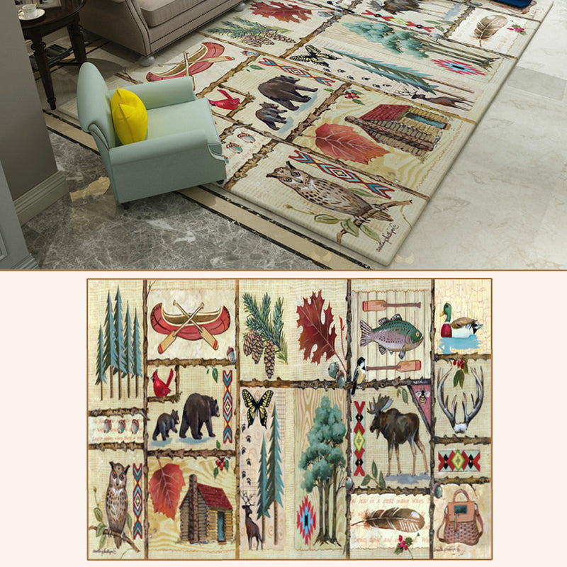 Multicolor Classic Area Carpet Polyester Moroccan Tile Indoor Rug Anti-Slip Backing Carpet for Living Room