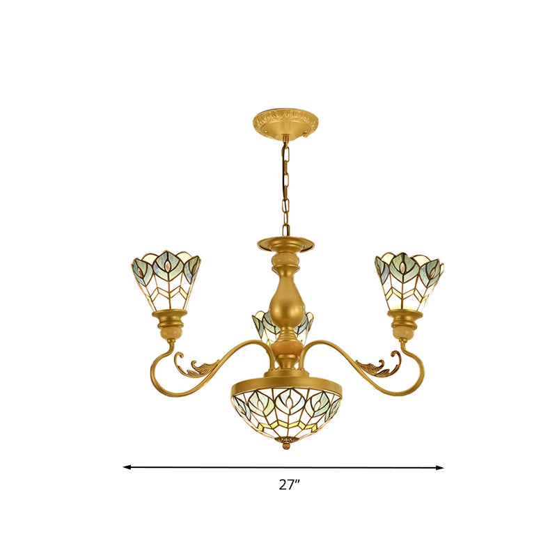 Illuminazione il lampadario di piume di pavone tiffany 3/5/6 luci macchiate di sospensione in vetro in oro per soggiorno