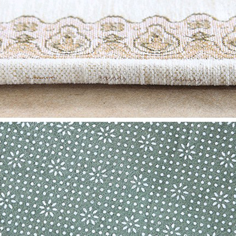 Witte toon Victoriaans gebied tapijt polyester bloemen gedrukt binnen tapijt antislip rugtapijt voor woonkamer