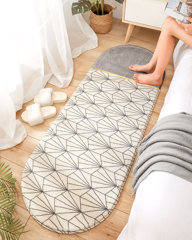 Comfort Modern Area Rug Simple Geometry Pattern Carpet Lamb Wool Washable Indoor Carpet for Bedroom