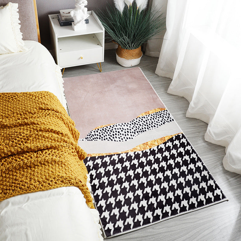 Zeitgenössischer einfacher Schlafzimmer Teppich unregelmäßiger Farbblock Teppich kreativer Polyesterbereich Teppich für Schlafzimmer