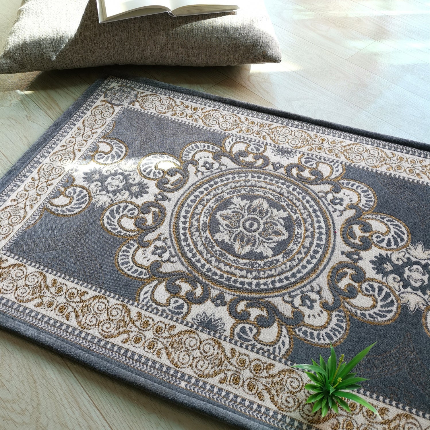 Vierkleuren vintage gebied tapijten polyester bloem tapijt niet-slip achterste binnenkap voor woonkamer