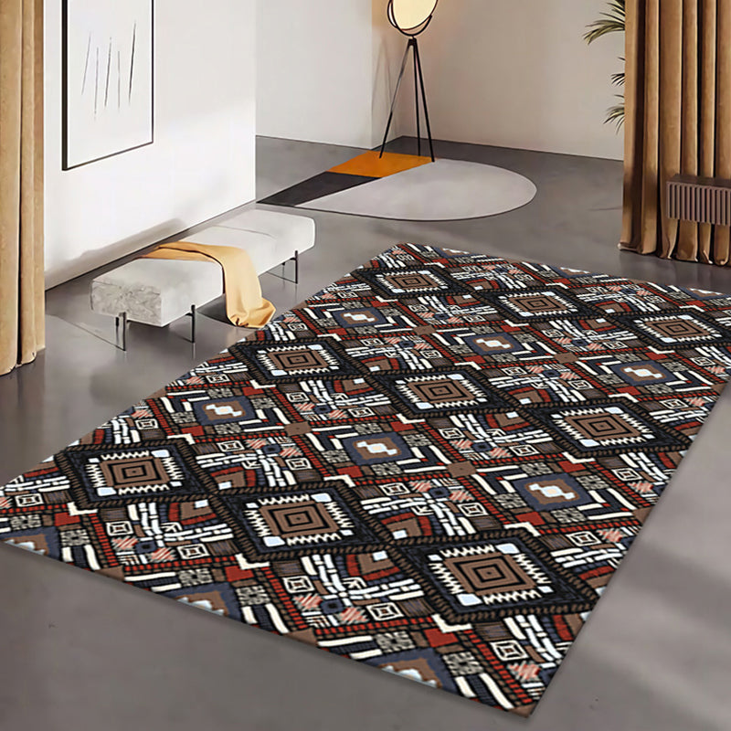Eleganter mehrfarbiger Boho-Chic-Teppich-Polyester-Stammesmuster Innenteppich Färbung Resistent Teppich für Wohnkultur