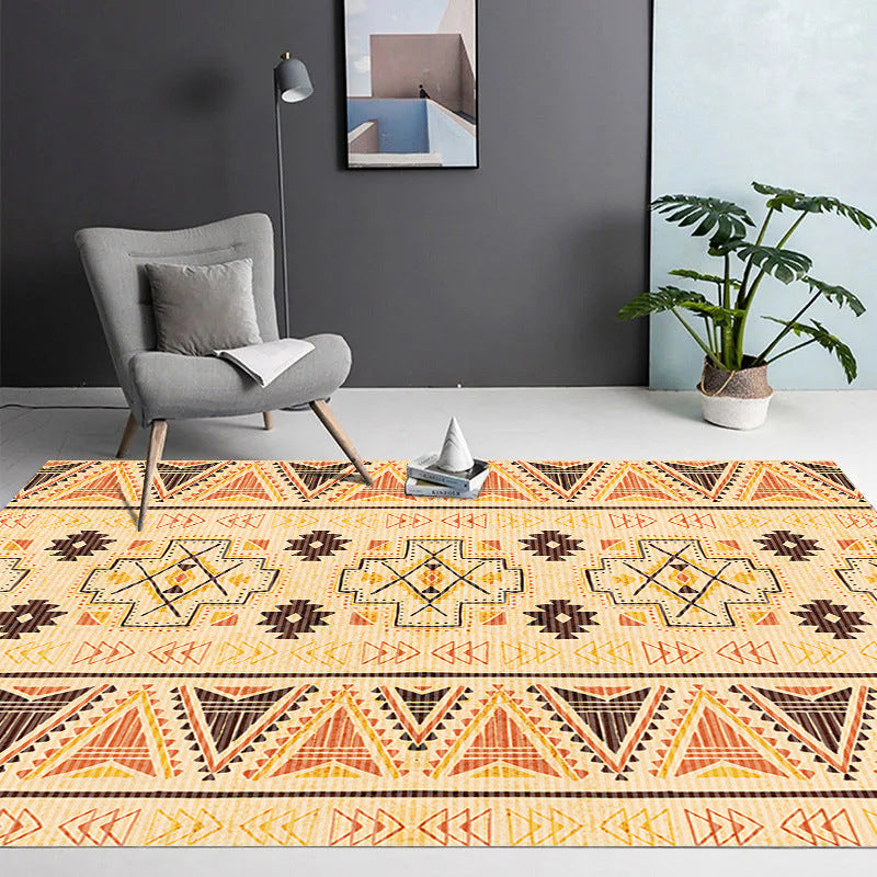 Donkere kleur Southwestern Print Rug Polyester Boho-chic tapijt Non-slip achterste binnen Tapijt voor woonkamer