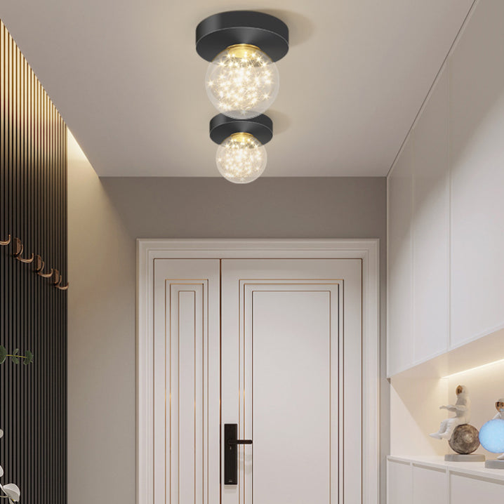 Verrouillé à l'anneau "Mount Light" Nordic Clear Glass Black-Gold Starry Ceiling Fixture for Living Room