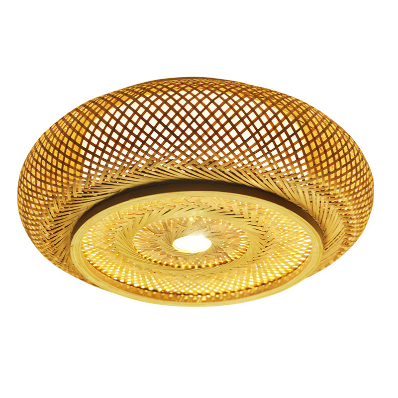 Bamboo Asian Flush Mount Ceiling Light Fixture Retro Ceiling Mount Light Fixture for Living Room and Bedroom