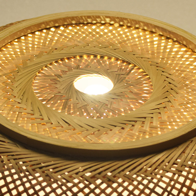 Bamboo Asian Flush Mount Ceiling Light Fixture Retro Ceiling Mount Light Fixture for Living Room and Bedroom