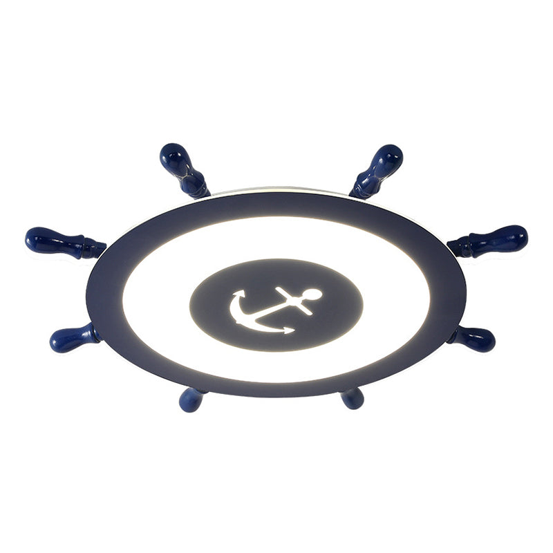 Plafonnier LED en acrylique bleu à montage encastré en forme de gouvernail pour chambre d'enfant