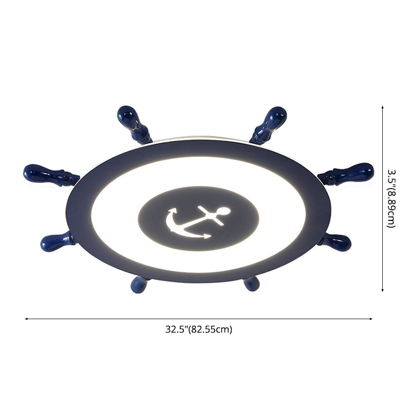 Plafonnier LED en acrylique bleu à montage encastré en forme de gouvernail pour chambre d'enfant