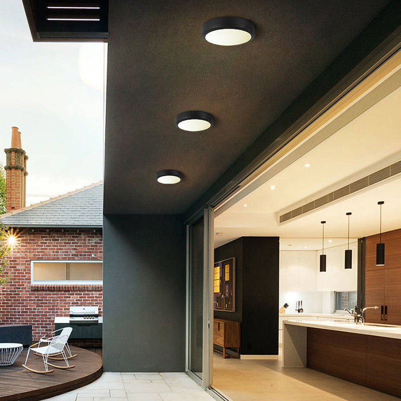 Minimalist Drum LED Flush Mount Light Aluminum Outdoor Flush Mount Ceiling Light