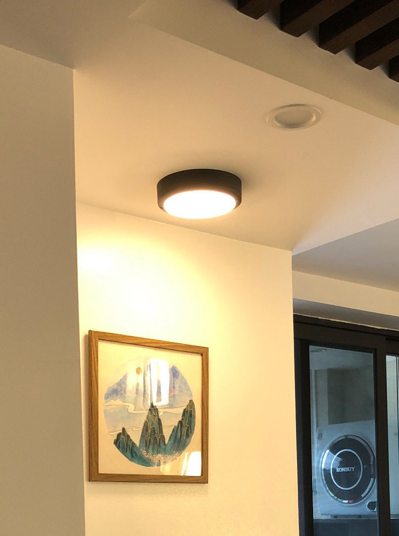 Minimalist Drum LED Flush Mount Light Aluminum Outdoor Flush Mount Ceiling Light