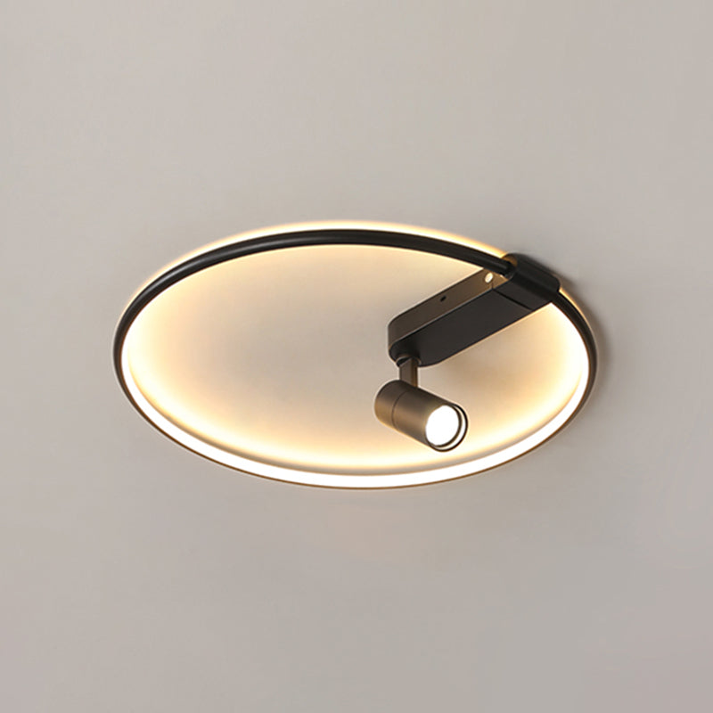 Ultra Modern Round Shape Led Flush Mount Acrylic Bedroom Ceiling Mount Light Fixture with 1 Spotlight