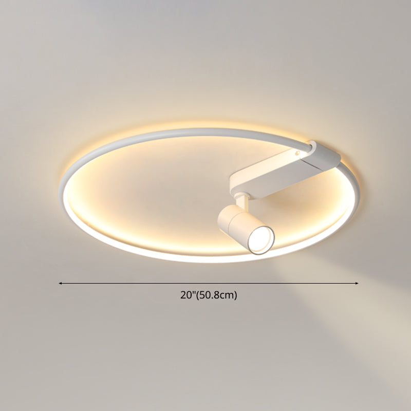 Ultra Modern Round Shape Led Flush Mount Acrylic Bedroom Ceiling Mount Light Fixture with 1 Spotlight