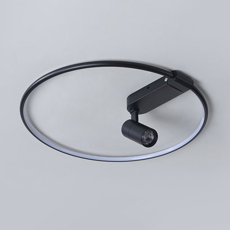 Ultra Modern Round Shape Led Flush Mount Acrylic Bedroom Ceiling Mount Light Fixture with 1 Spotlight