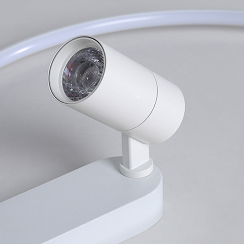 Ultra Modern Round Shape Led Flush Mount Acrylic Bedroom Ceiling Mount Light Fixture with 1 Spotlight